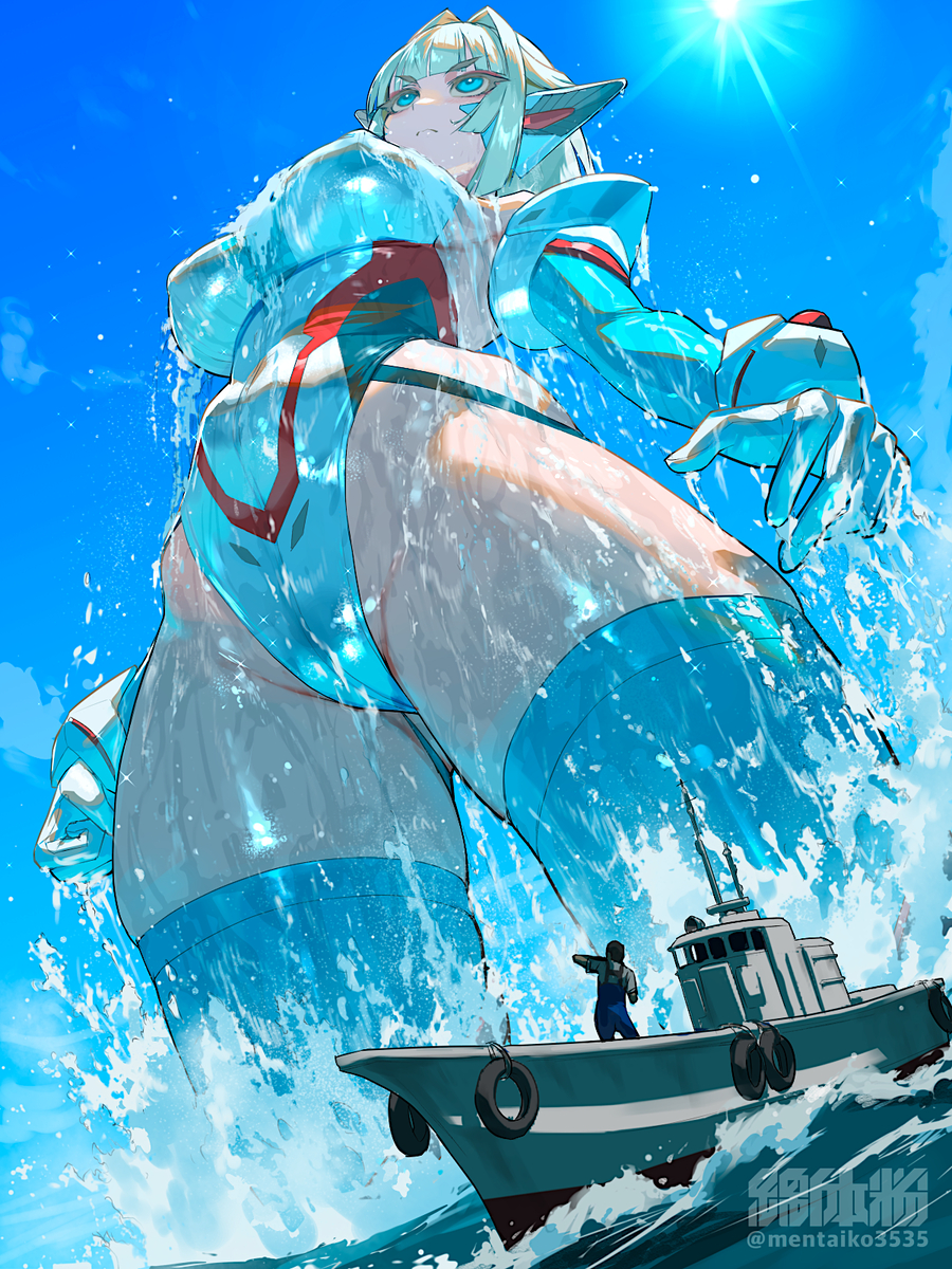 This is a pixiv picture whose title is シアン水中変身.