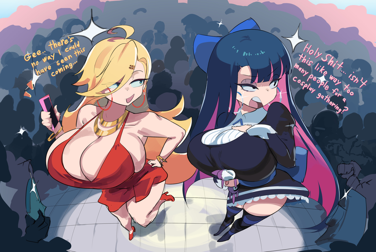 This is a pixiv picture whose title is Panda and Gothy cause anarchy.