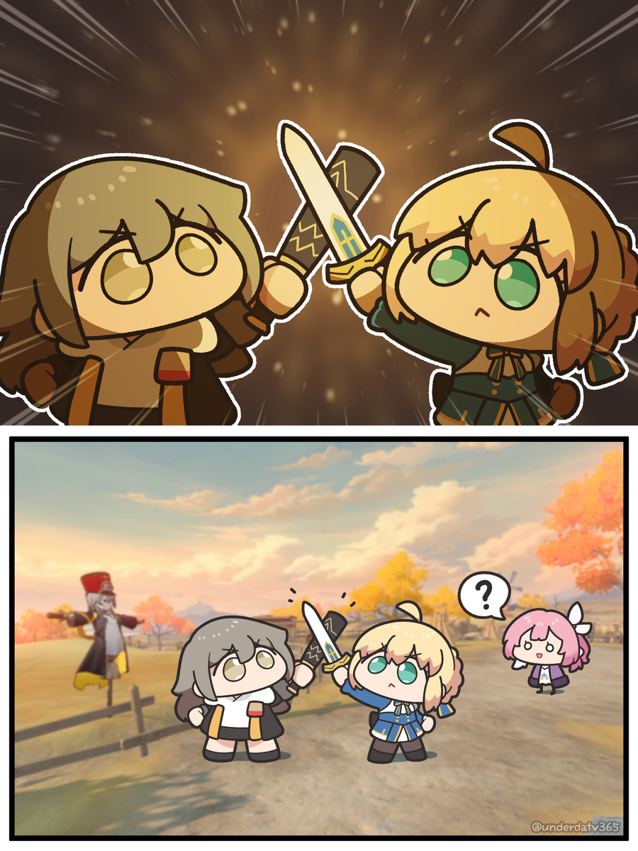 This is a pixiv picture whose title is 콜라보 명장면 재현!.