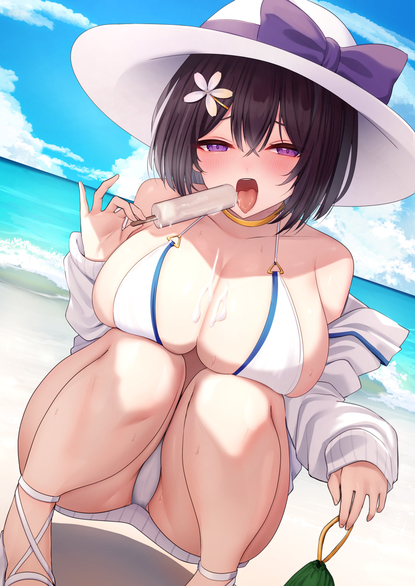 This is a pixiv picture whose title is 水着幼馴染ちゃん.