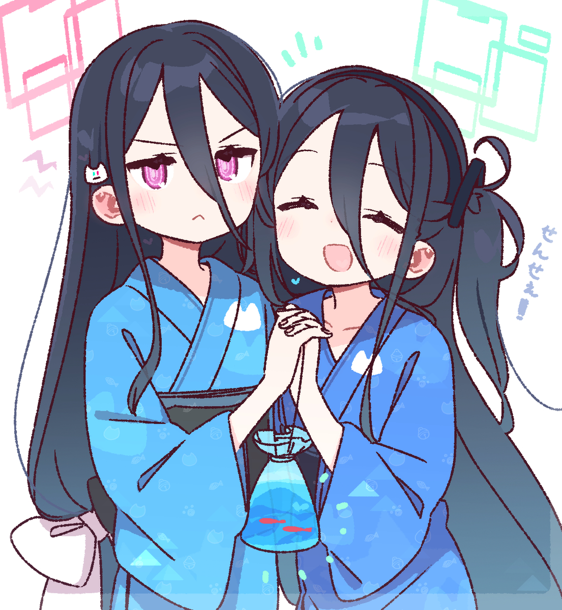 This is a pixiv picture whose title is 浴衣なアリスちゃんとケイちゃん🐳.