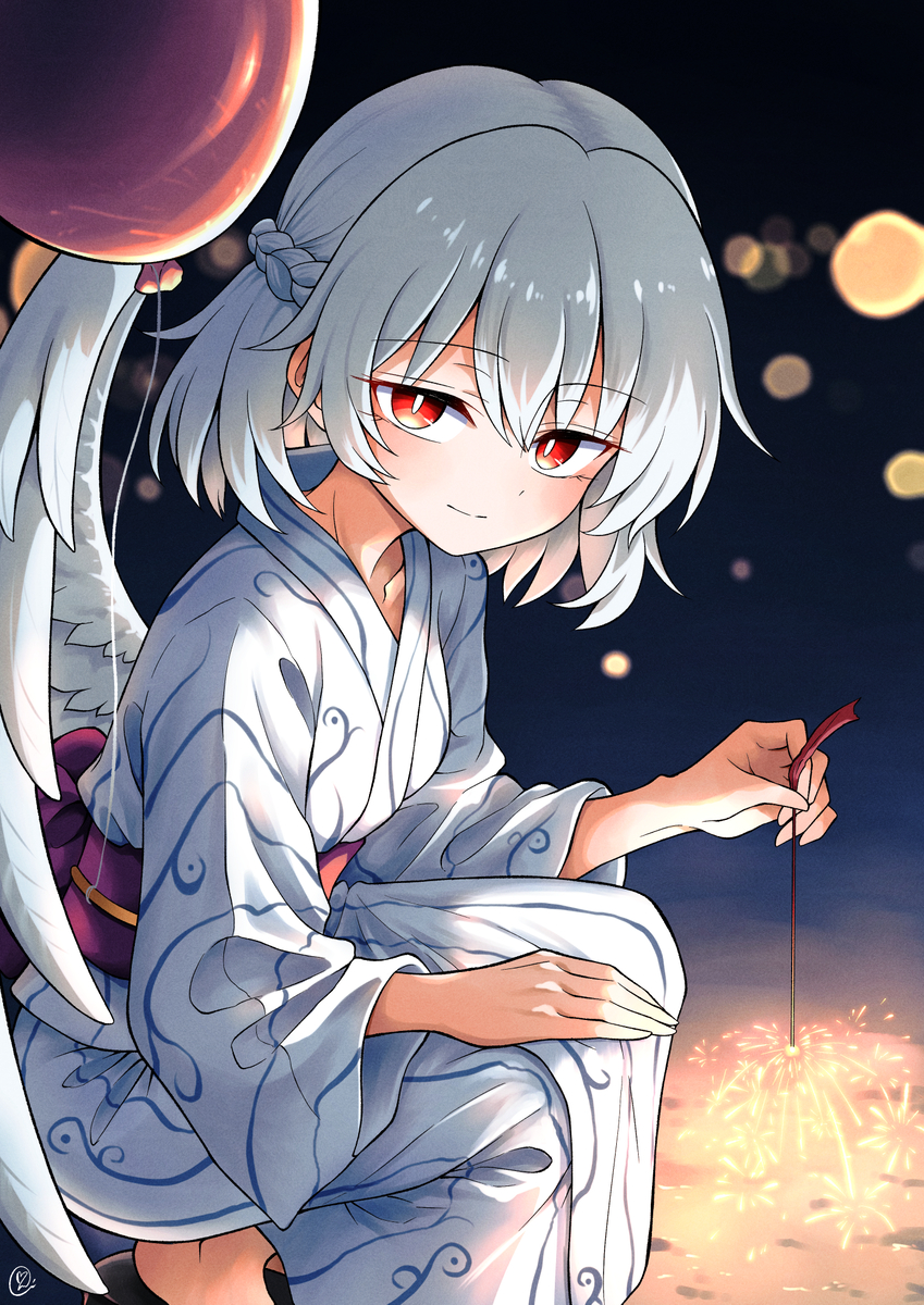 This is a pixiv picture whose title is サグメと線香花火.