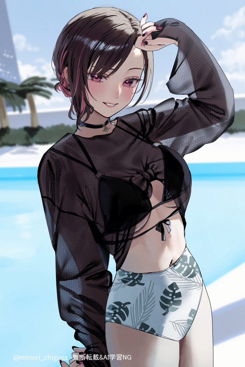 This is a pixiv picture whose title is ｢あは、こういう水着が好きなんだ？｣.