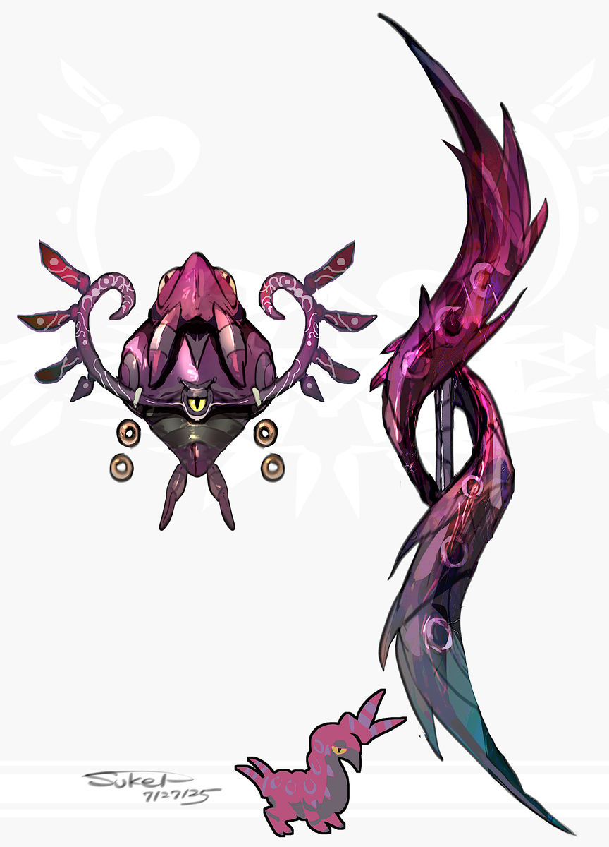This is a pixiv picture whose title is ペンドラーモチーフの武器（ポケモン）.