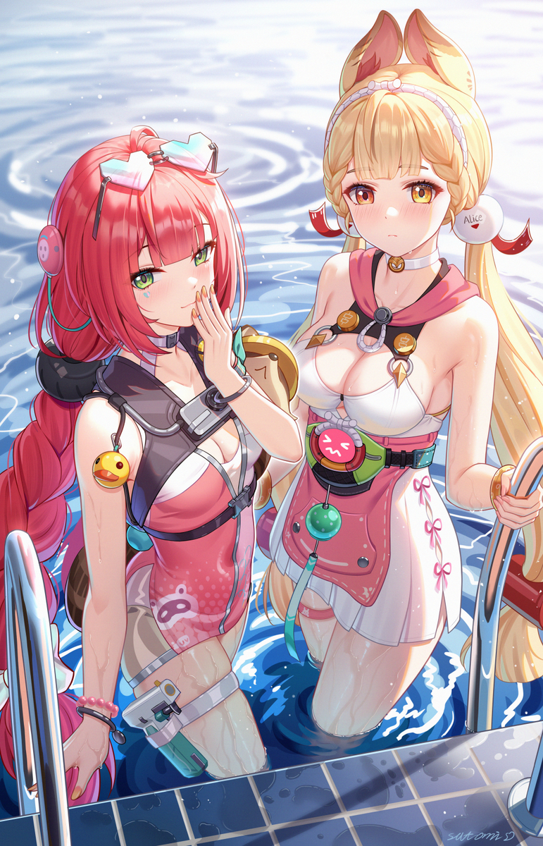 This is a pixiv picture whose title is 浮波柚葉  アリス水着.