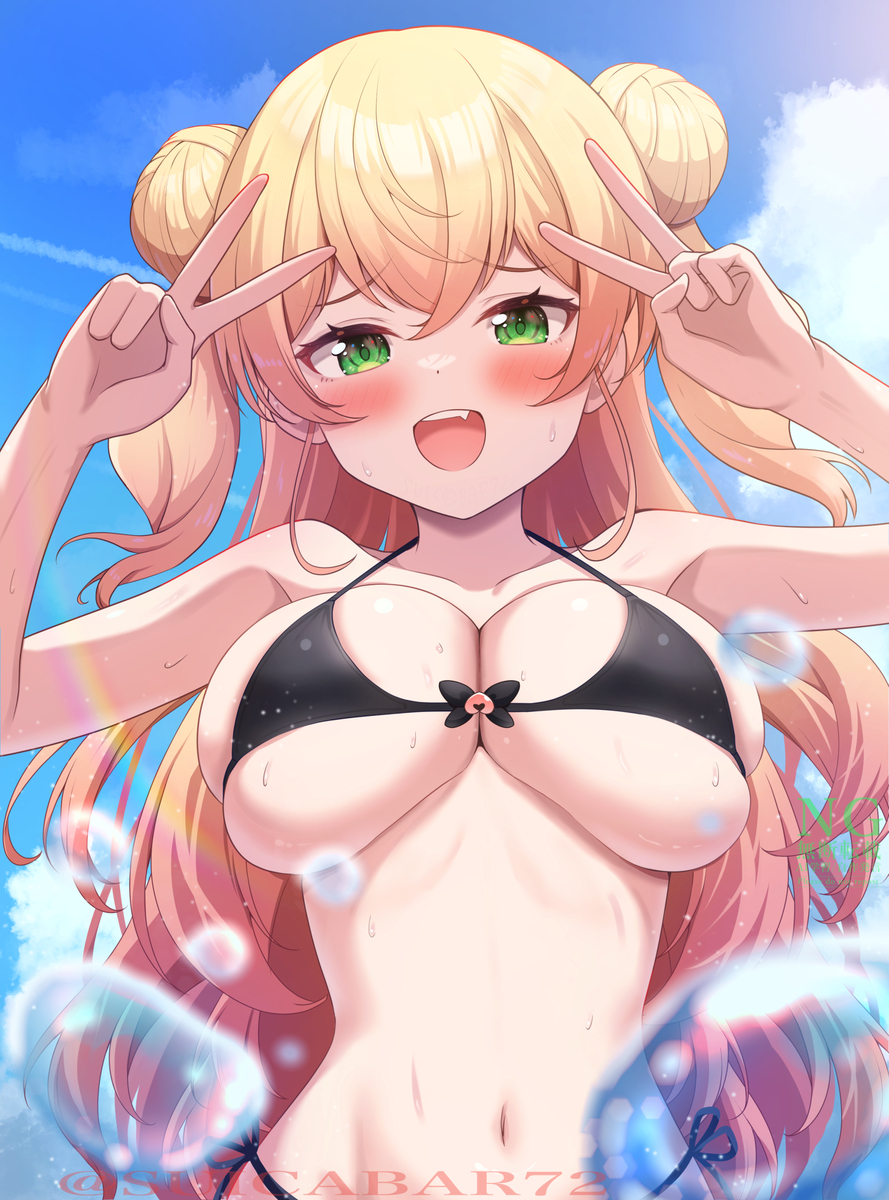This is a pixiv picture whose title is ローアングル水着ねねち🍑.