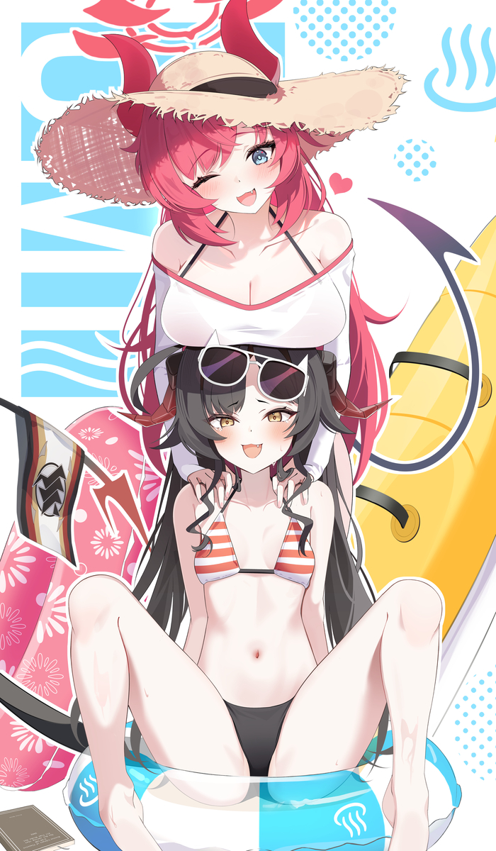 This is a pixiv picture whose title is 「本ばっかり読んでないで遊ぼうね、部長！」.