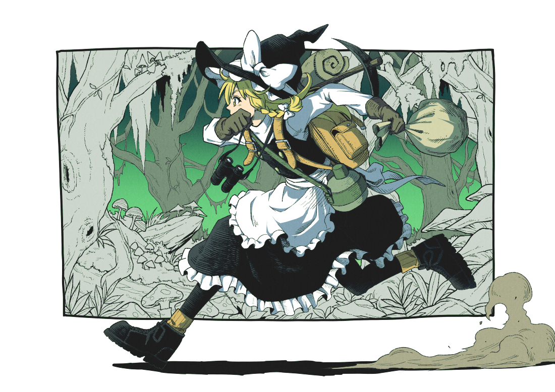 This is a pixiv picture whose title is キノコを求めて.
