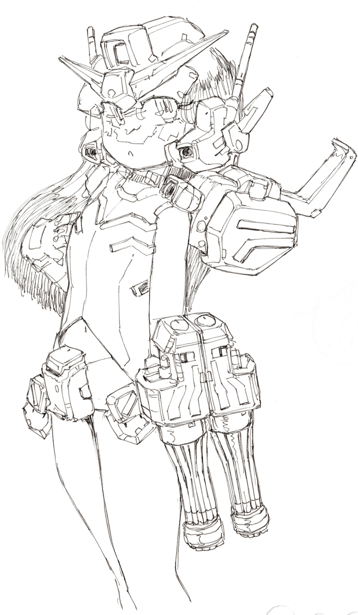 This is a pixiv picture whose title is ガンダムヘビーアームズ改少女.
