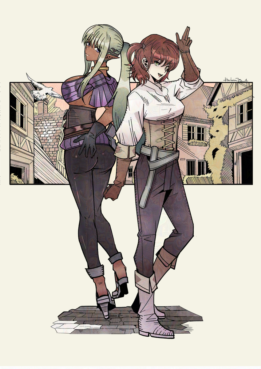 This is a pixiv picture whose title is Melisandre & Railanor （私服Ver).