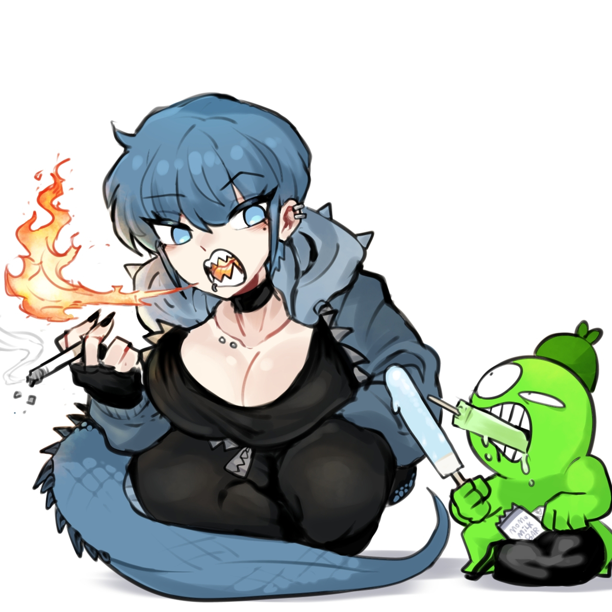 This is a pixiv picture whose title is 가메챤과 아이스크림.