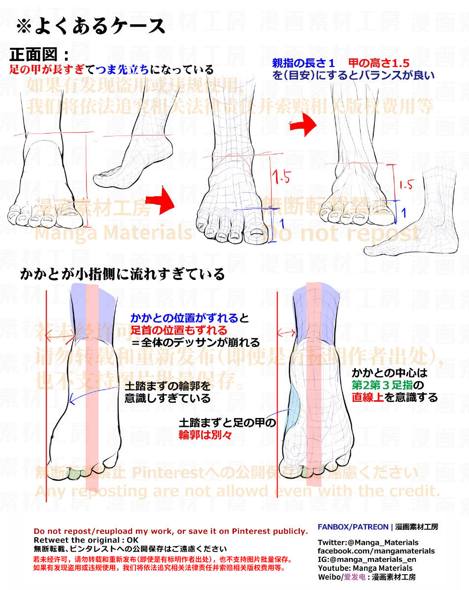 This is a pixiv picture whose title is 個人メモ：足を描くポイント.