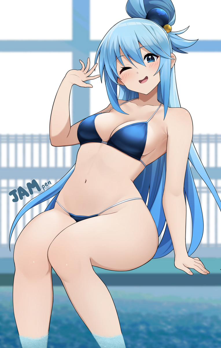 This is a pixiv picture whose title is 水着アクアさま.