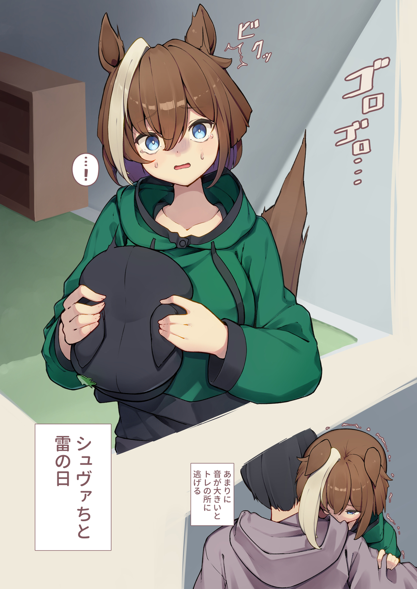 This is a pixiv picture whose title is シュヴァちと雷の日.