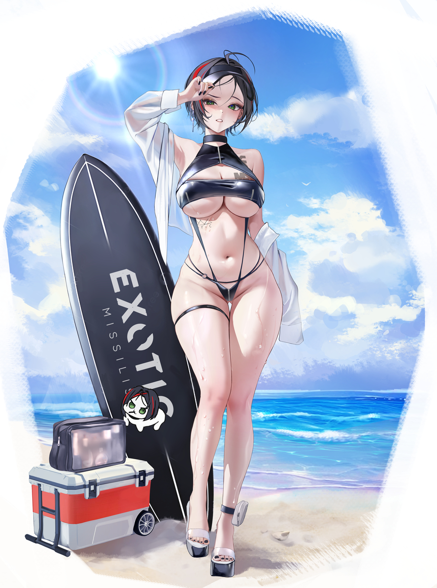 This is a pixiv picture whose title is “𝒞𝓇ℴ𝓌’𝓈 ℬℯ𝒶𝒸𝒽 𝒟𝒶𝓎 📸”.