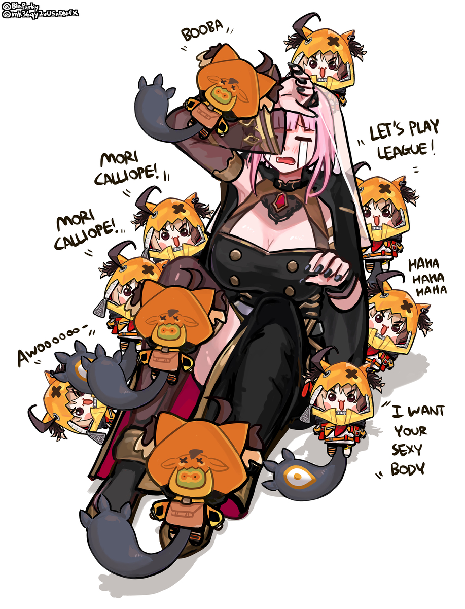 This is a pixiv picture whose title is 1 Calli VS. 1000 Gigi.