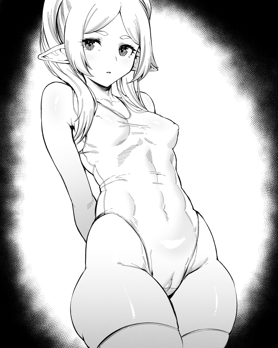 This is a pixiv picture whose title is Frieren swimsuit.