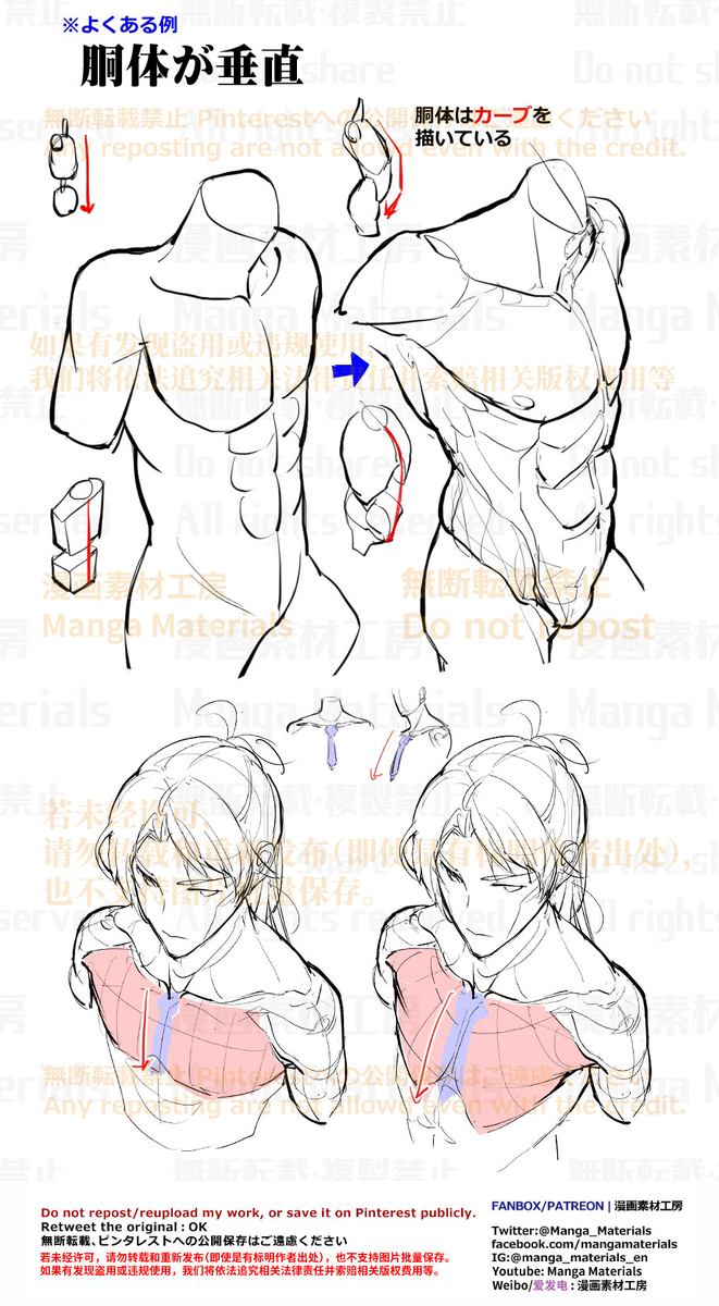 This is a pixiv picture whose title is 個人メモ：胴体はカーブを描く.