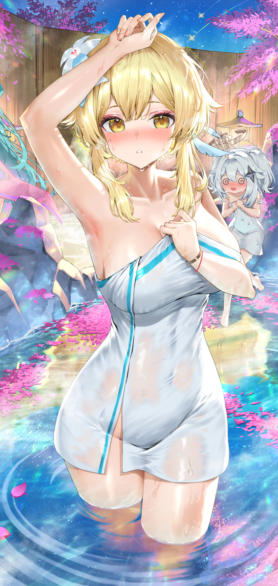 This is a pixiv picture whose title is 温泉ほたる.