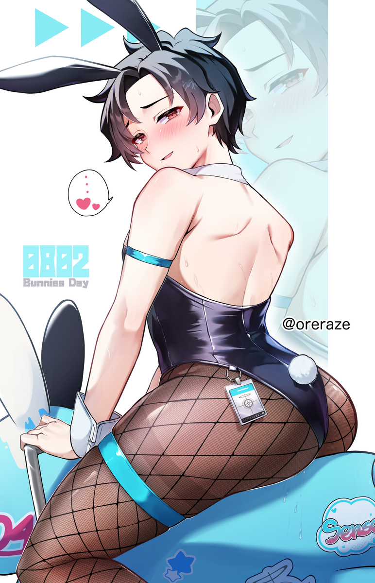 This is a pixiv picture whose title is バニーアニメ先生.
