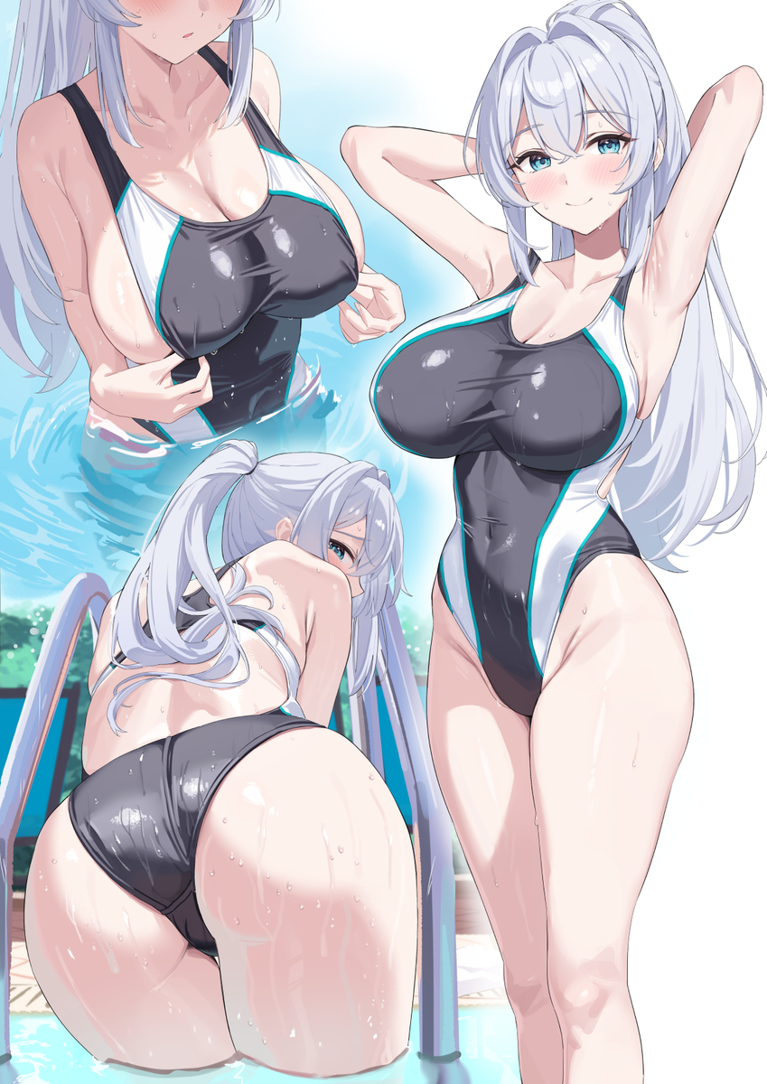 This is a pixiv picture whose title is 競泳水着シオンさん.