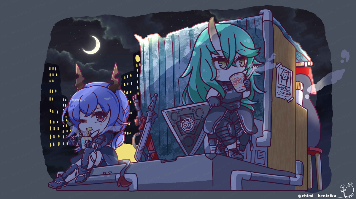 This is a pixiv picture whose title is 夜警ラーメン🍜.