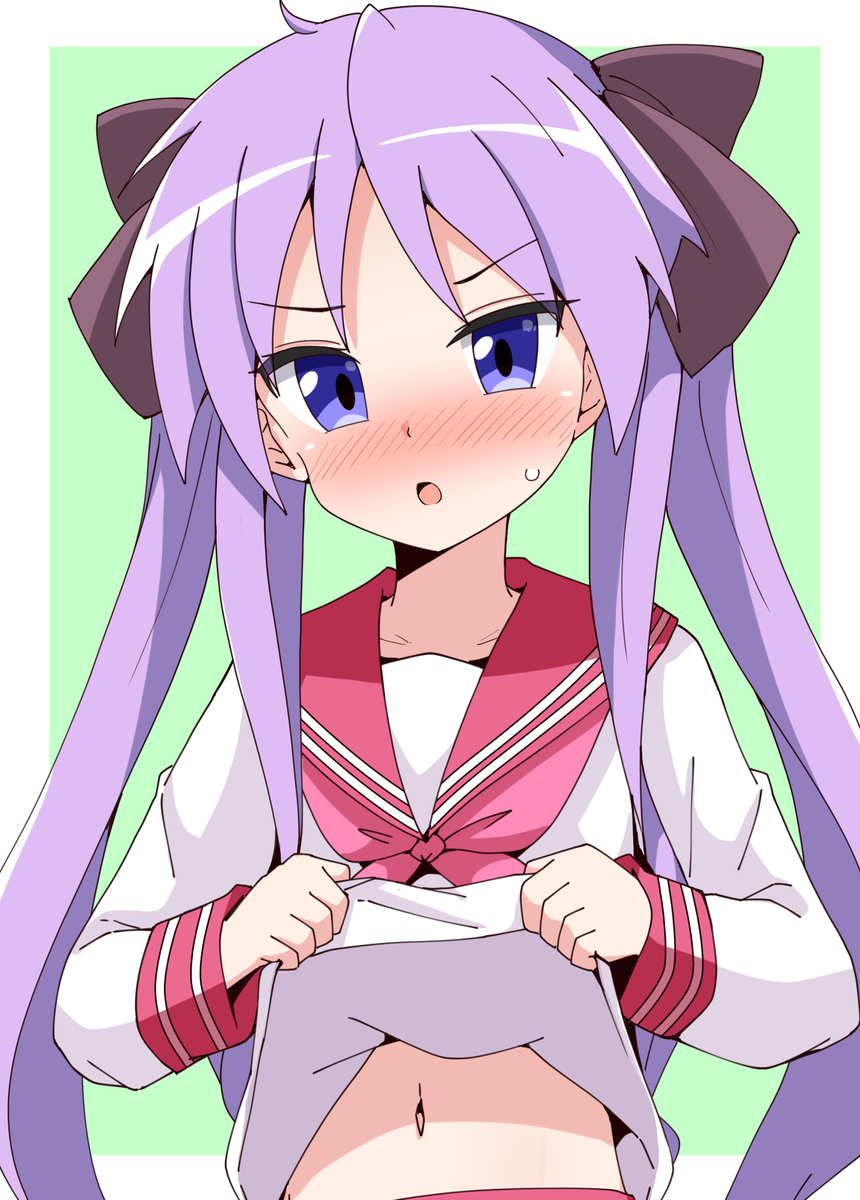 This is a pixiv picture whose title is おへそ見せてくれるかがみん.