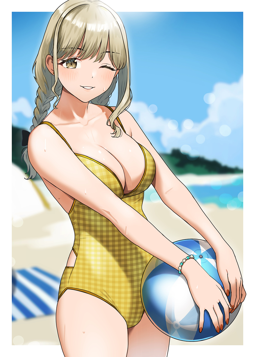This is a pixiv picture whose title is 水着なミカンちゃん.