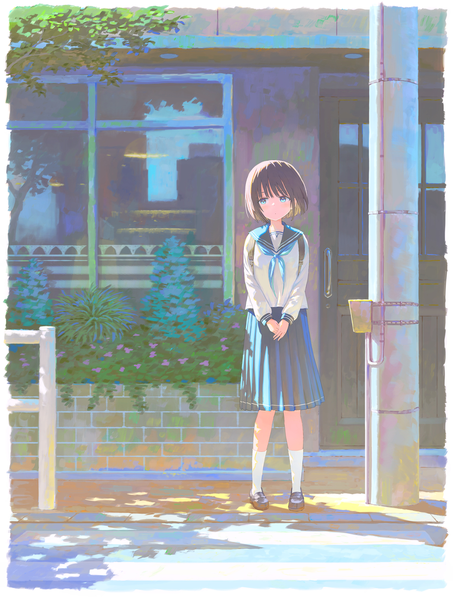 This is a pixiv picture whose title is 信号待ち.