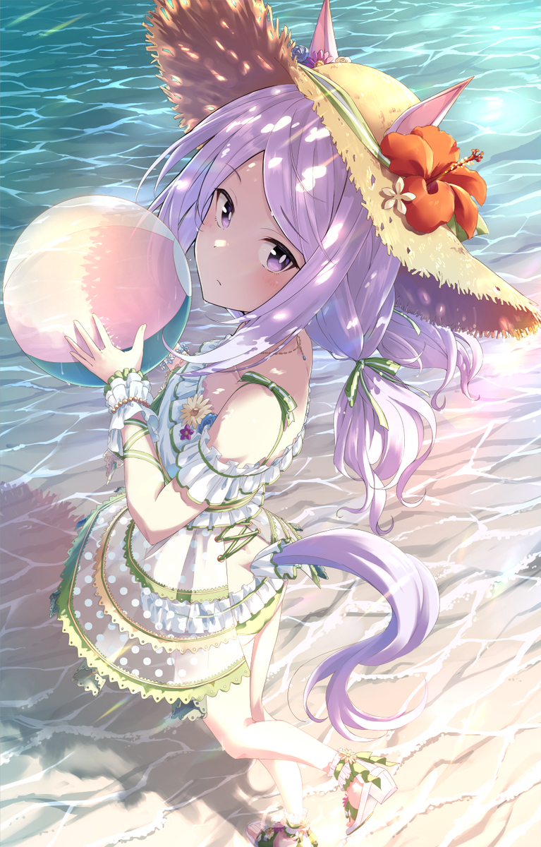 This is a pixiv picture whose title is 水着マック　Mejiro McQueen.
