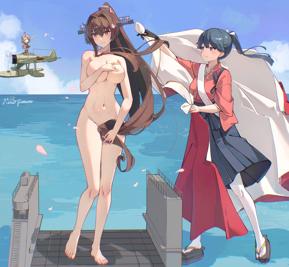 This is a pixiv picture whose title is 大和進水日.