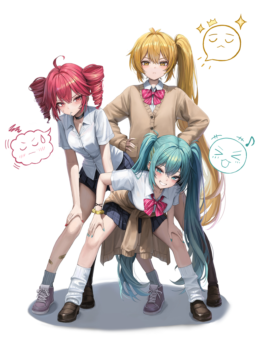 This is a pixiv picture whose title is ぐるぐるトリプルバカ.