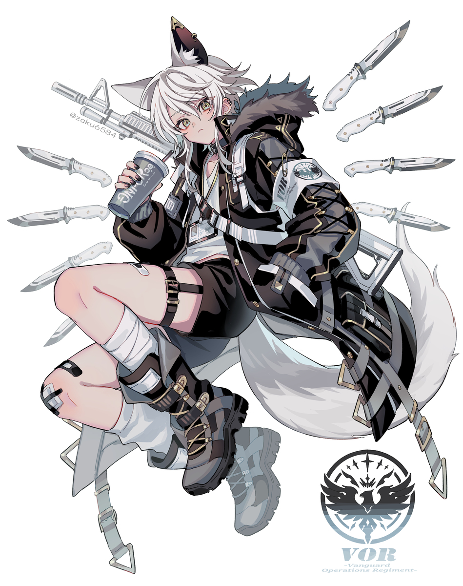 This is a pixiv picture whose title is 戦闘白狼.