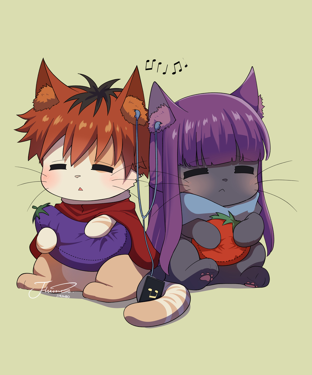 This is a pixiv picture whose title is 🐱🎶🐱.