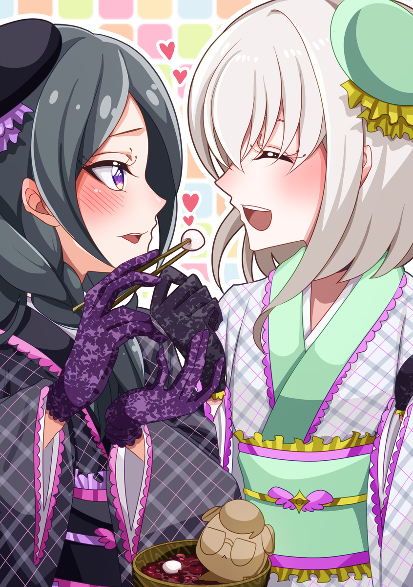 This is a pixiv picture whose title is 和装プリルンとメロロン.