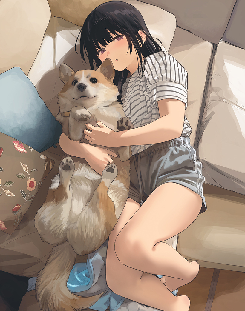 This is a pixiv picture whose title is 犬がいれば幸せ👧🐶.