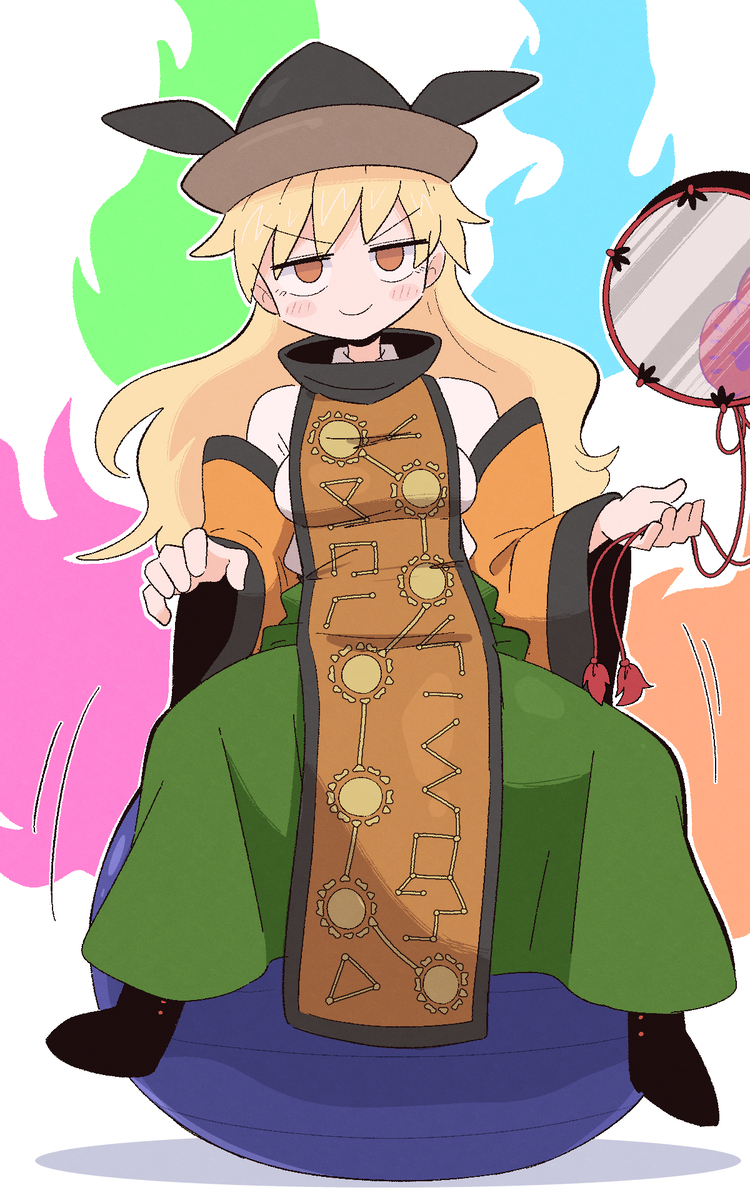 This is a pixiv picture whose title is バランスボールに座る隠岐奈.