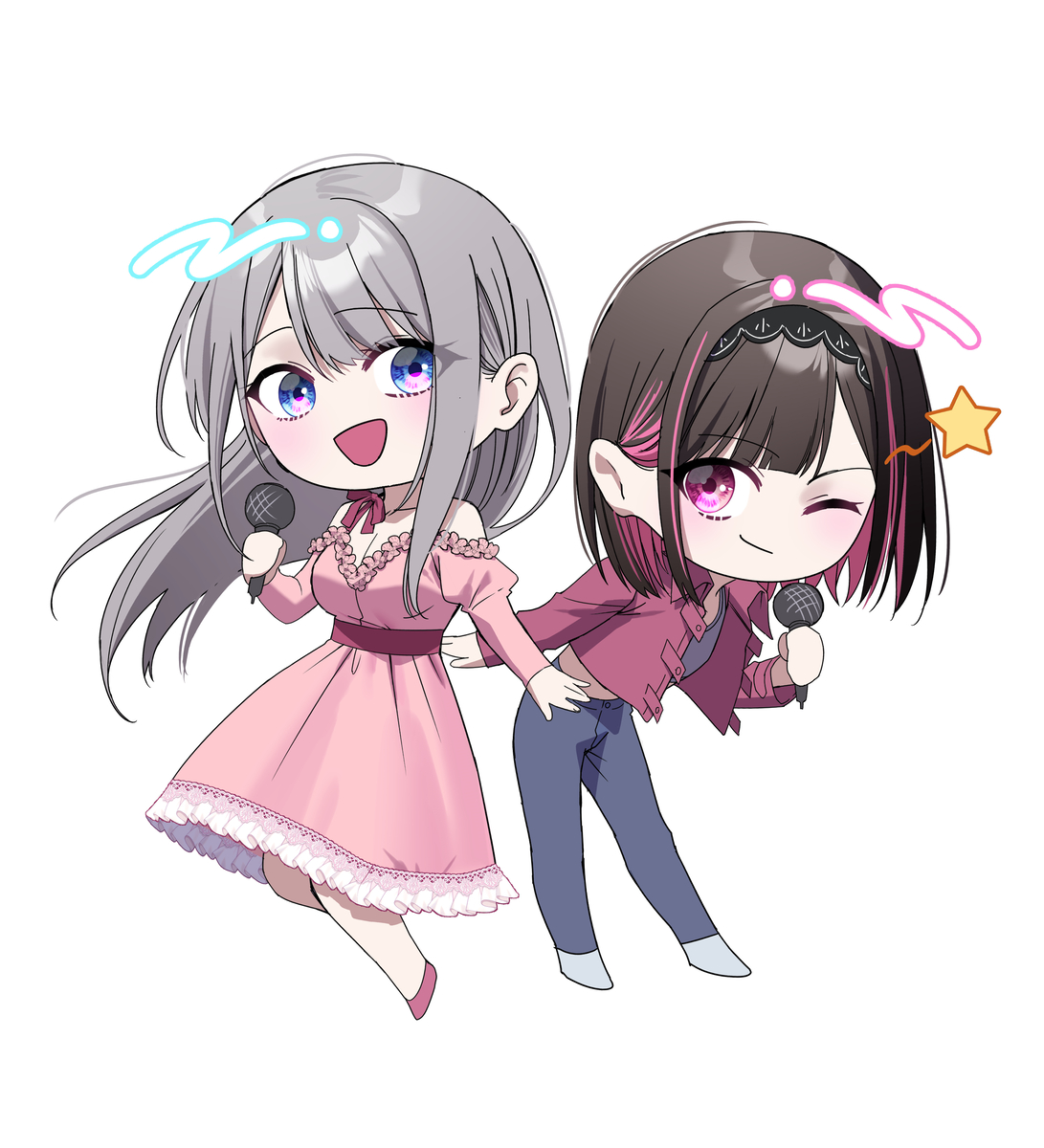 This is a pixiv picture whose title is 志乃与恋  Q版.