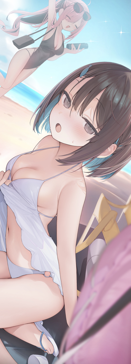 This is a pixiv picture whose title is 水着インナーカラー彼女.