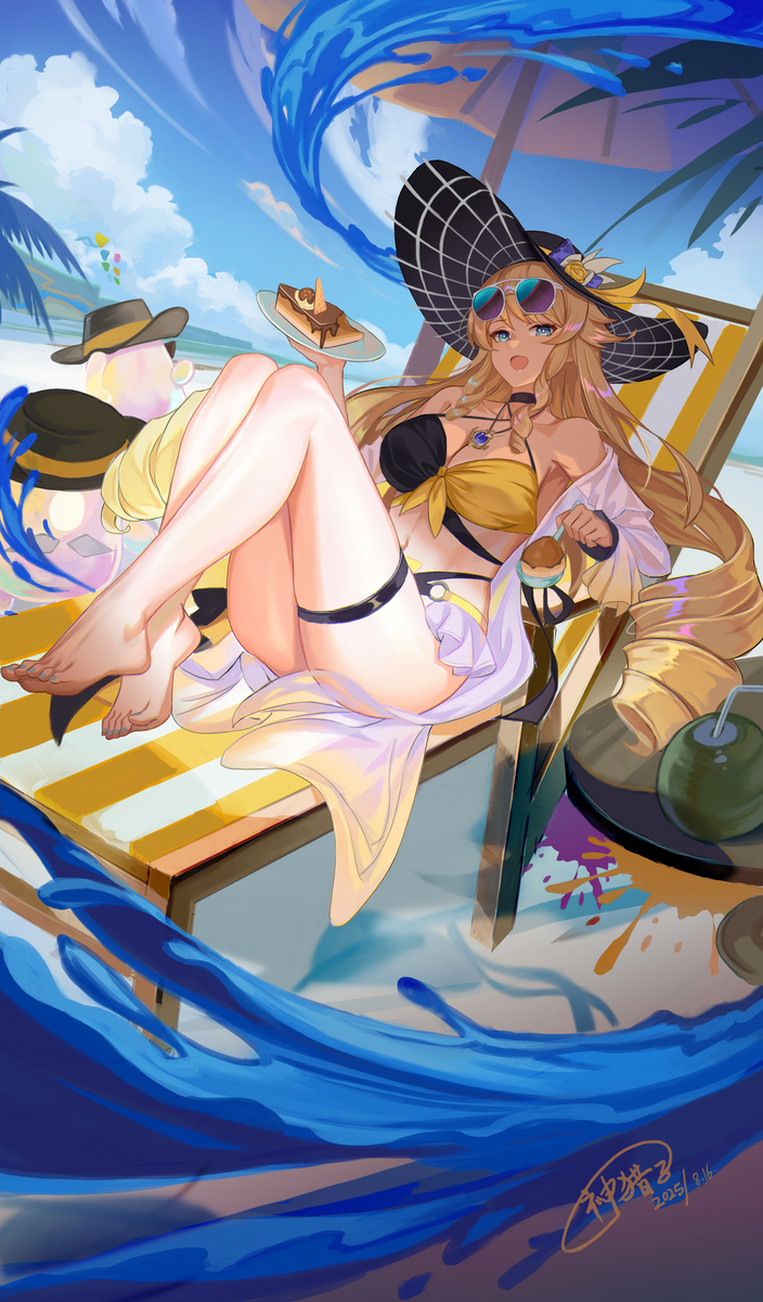 This is a pixiv picture whose title is 原神 娜维娅 同人绘画   自设夏日服饰.