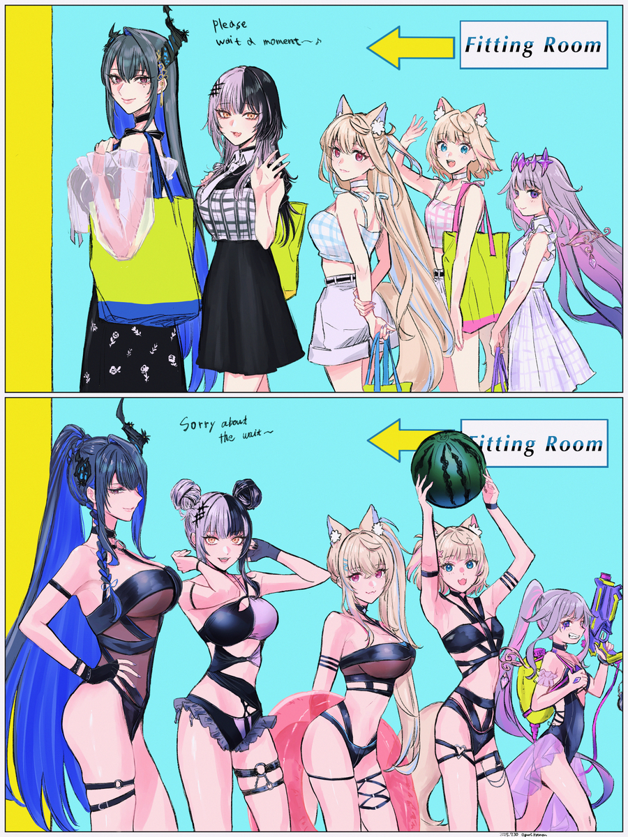 This is a pixiv picture whose title is ホロライブEN Adventのホットリミットサマー！①.