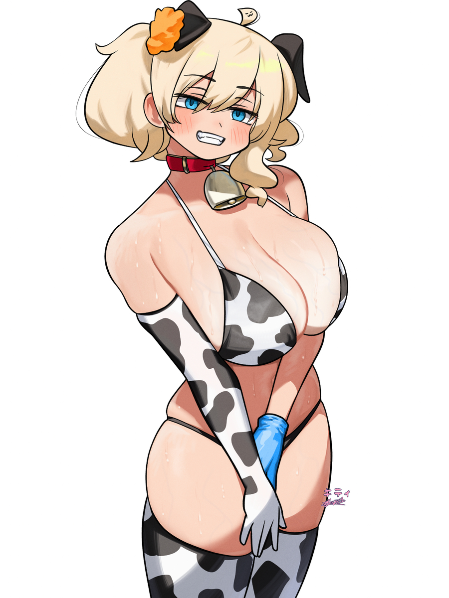 This is a pixiv picture whose title is フロリダちゃん牛柄ビキニ.