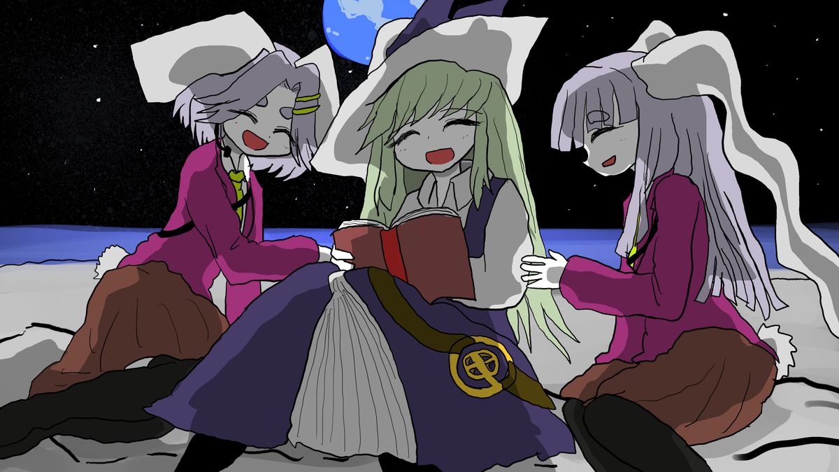 This is a pixiv picture whose title is 部下に本を読んであげる優しい豊姫様.