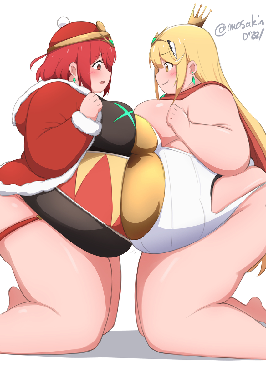 This is a pixiv picture whose title is お腹合わせホムヒカ.