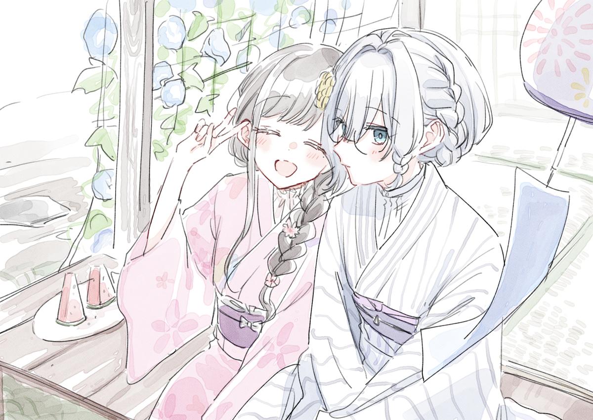 This is a pixiv picture whose title is 暑中見舞い【8/31まで】.