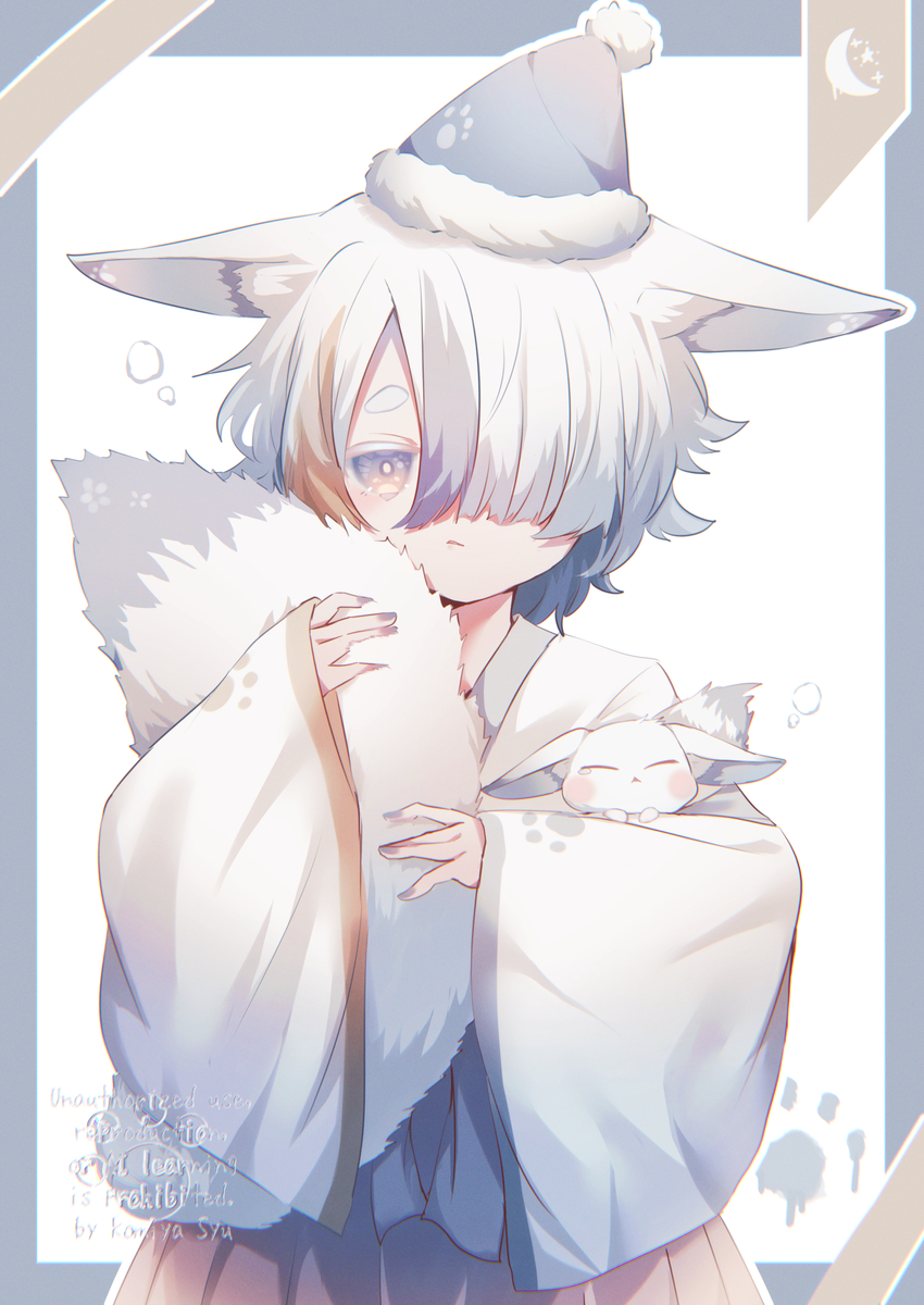 This is a pixiv picture whose title is ねむぽや子狐.