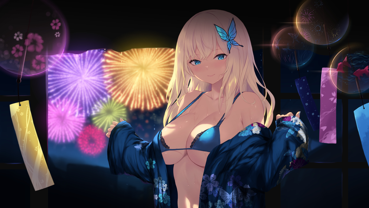 This is a pixiv picture whose title is 雨上がりの花火.