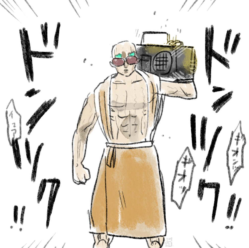 This is a pixiv picture whose title is パリピ耳なし芳一.