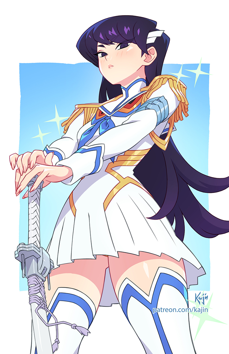 This is a pixiv picture whose title is Komi-san in the comiket.