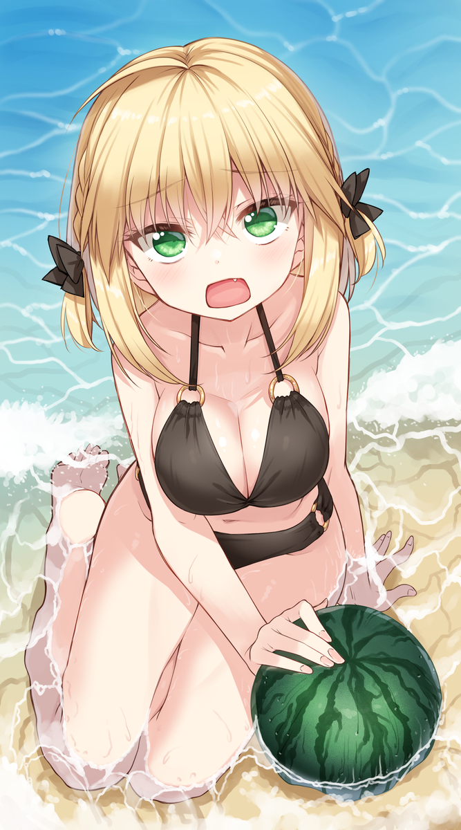This is a pixiv picture whose title is 「このスイカ重すぎるよぉ…持ってくれないか？？」.
